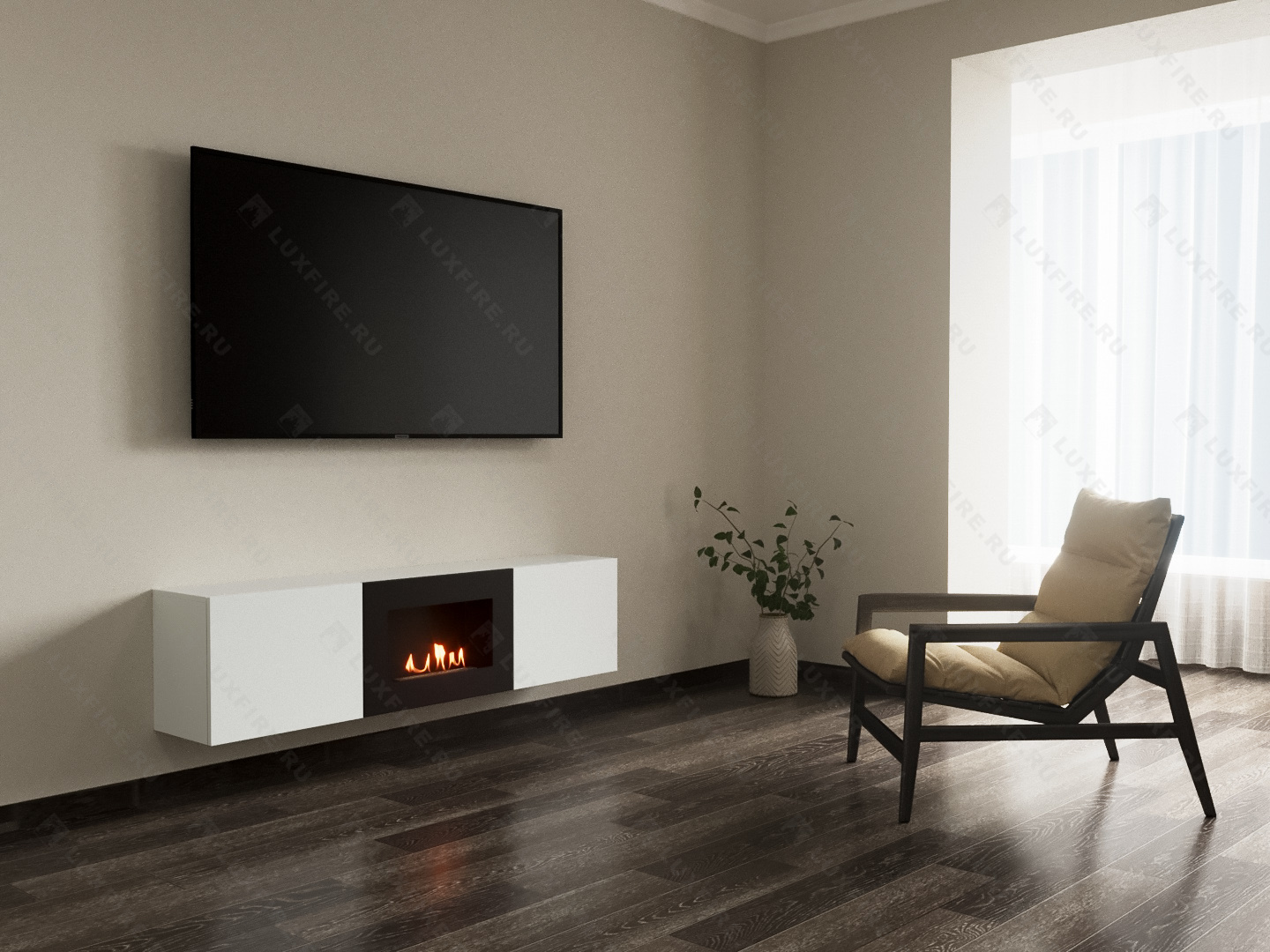 Тумба ТВ Lux Fire "Каспий" настенная 1600 матовая, белая с биокамином 600 Тумба ТВ Lux Fire "Каспий" настенная 1600 матовая, белая с биокамином 600 по цене 65 178 руб.