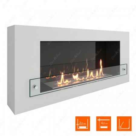 Биокамин SteelHeat WALL 900 белый (стекло + стемалит) по цене 37 500 руб.