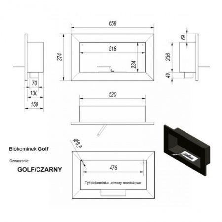 Биокамин настенный Kratki GOLF VERTICAL Биокамин настенный Kratki GOLF VERTICAL по цене