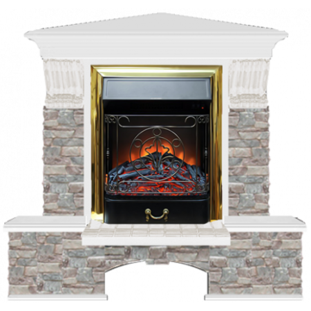 Бостон К Грот цветной угловой (белый)+Majestic Brass