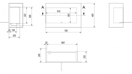 Биокамин Kratki DELTA/L/700 угловая Биокамин Kratki DELTA/L/700 угловая по цене
