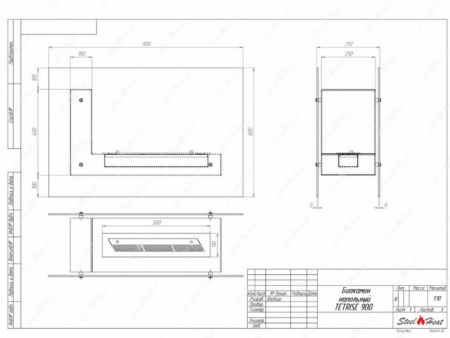 Биокамин напольный SteelHeat TETRISE 900 черный по цене 37 800 руб.